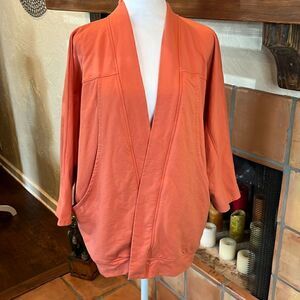 Garnet Hill Coral 3/4 Sleeve Open Cardigan, S!
